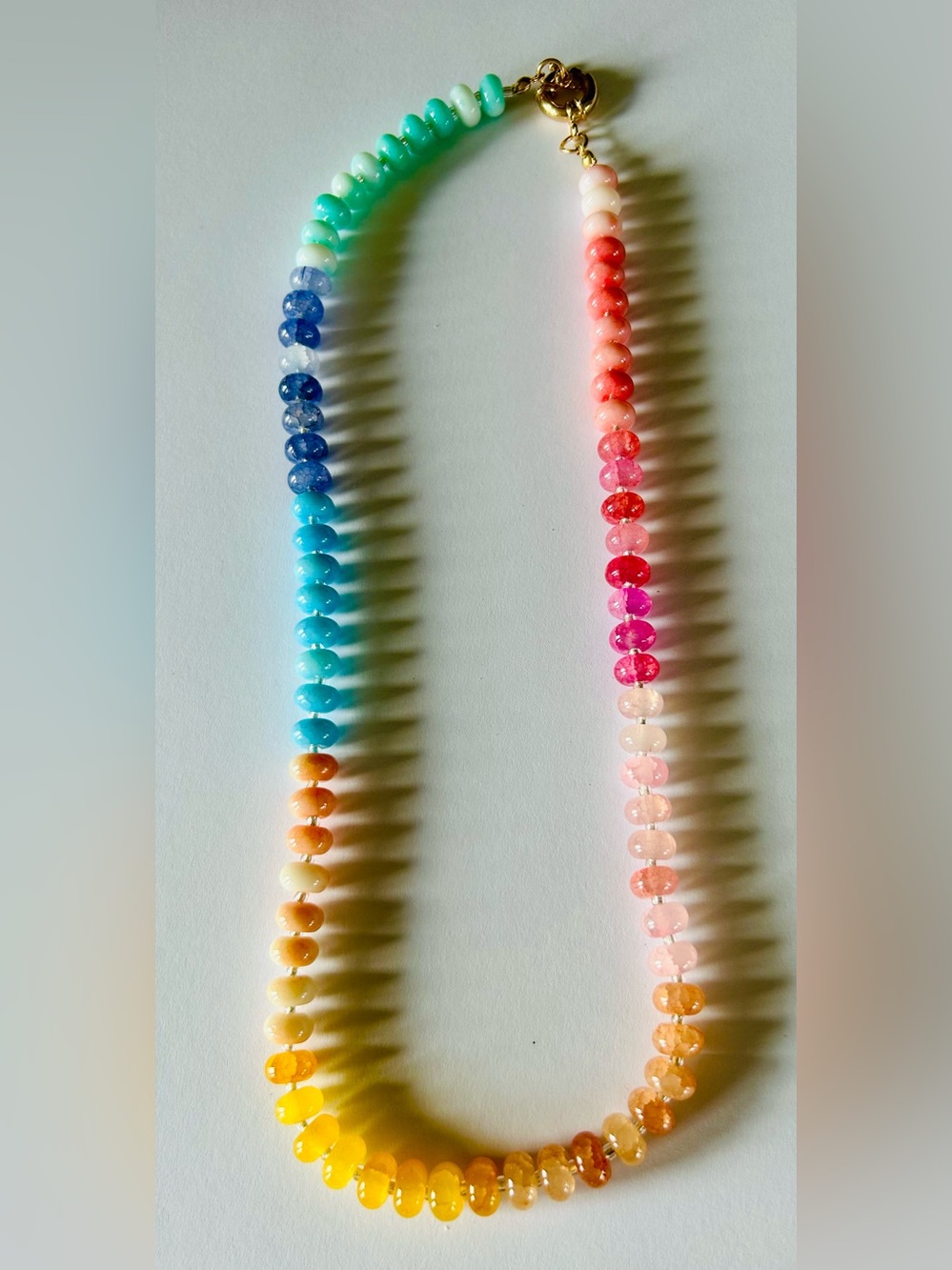 New Multicolor Beaded Necklace - Rainbow Gemstone Strand 20 inch